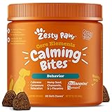 Zesty Paws Dog Calming Bites - Stress Relief Support Supplement Helps to Calm Anxiety Barking Separation and Travel Issues