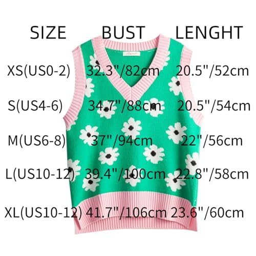 Image of Women's Sweater Vest,Y2K Sleeveless Pattern Preppy Style Knitted Crop Tank Top for Girl