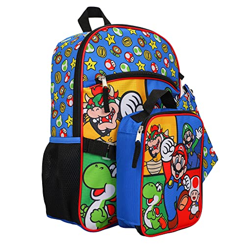 Bioworld Super Mario Bros Personagens 40,6 cm Conjunto de Mochila Juvenil de 5 Peças, Smb Power-ups,