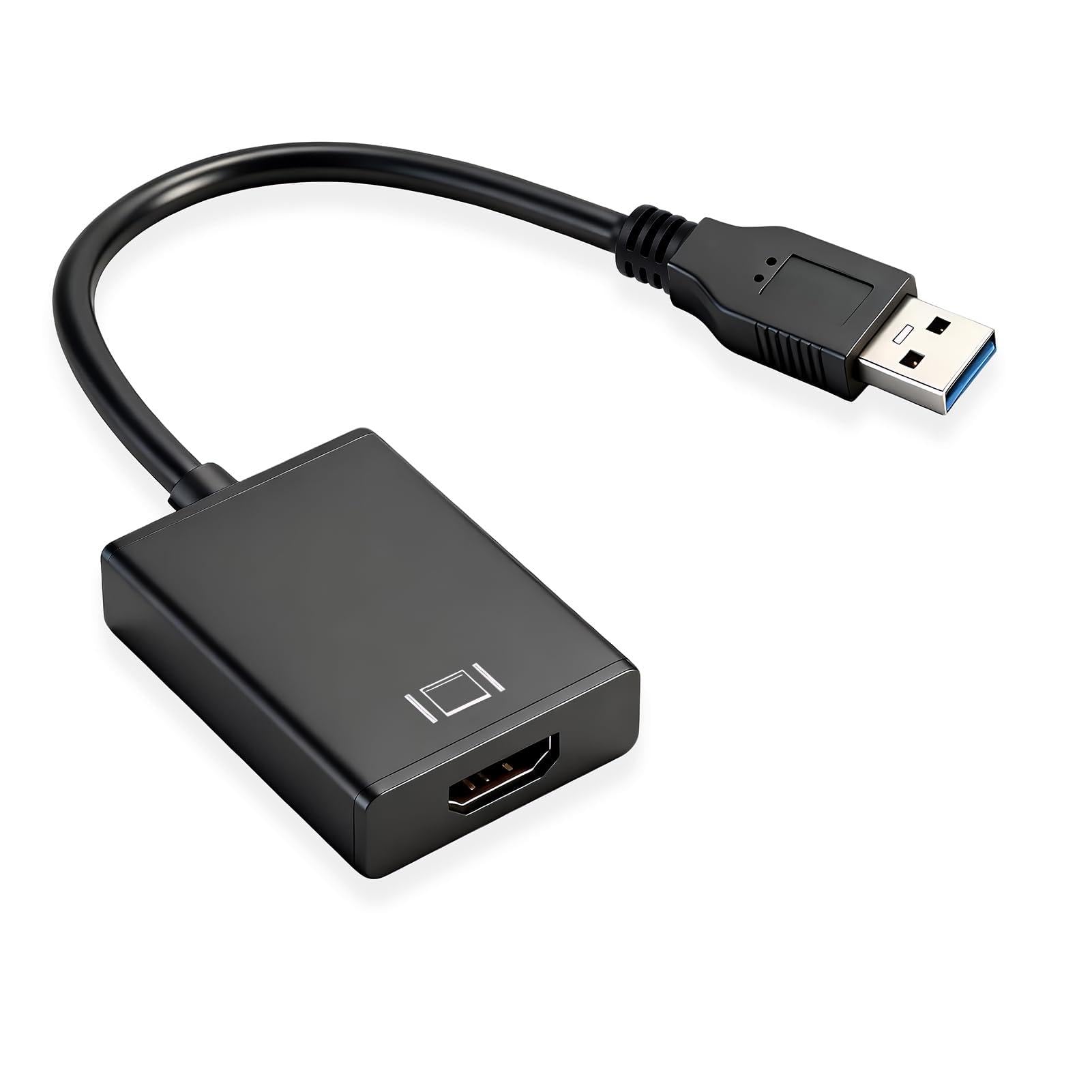 Adaptador USB a HDMI 1080P USB 3.0/2.0 Convertidor de Vídeo y Audio Alta Definición | USB a HDMI Cable para Monitor TV Proyector, Tarjeta Gráfica Externa Compatible con Windows 11 10 8 7