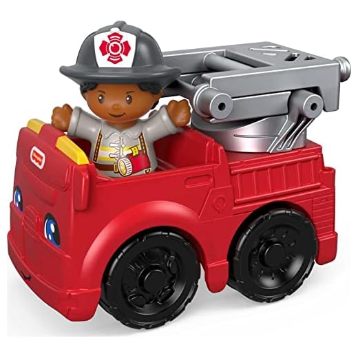 Fisher-Price Little People Toddler Toy To the Rescue Fire Truck Push Along Vehicle with Firefighter Figure for Ages 1+ Years