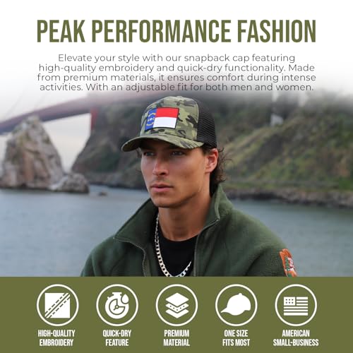 Image of International Tie State Hat for Men and Women, Adjustable Snapback Trucker Baseball Cap with Embroidered Patch