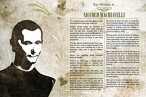 The Wisdom of Niccolo Machiavelli Poster // Photo Art Print Gift Motivation Quotes The Prince Art of War // Size: 24 x 16 Inches