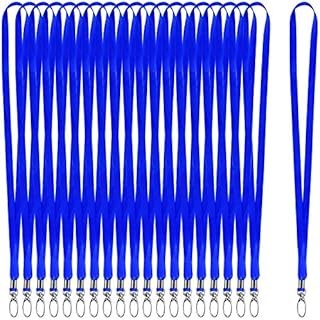 Office Lanyard,20 PCS Lanyard Neck Strap Office Nylon Flat Lanyards with Metal Swivel Hooks Clips for ID Card HolderBlue