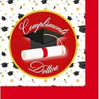 40 Tovaglioli Di Carta Per Laurea 33x33 Cm - Decorati Con Corona D'Alloro Per Feste E Tavole