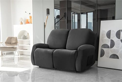 Vista 77 de Fundas de terciopelo elástico para sillas reclinables, fundas para sofá biplaza de 2 cojines, 6 piezas, fundas protectoras para muebles con bolsillo