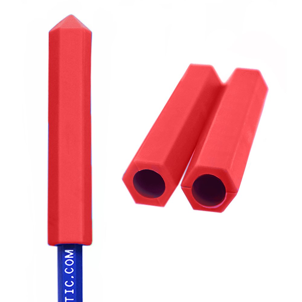 ARK TherapeuticARK's Krypto-Bite Pencil Topper Chewable Tubes - Made in USA (3 Pack of Soft for MILD chewing, Red)
