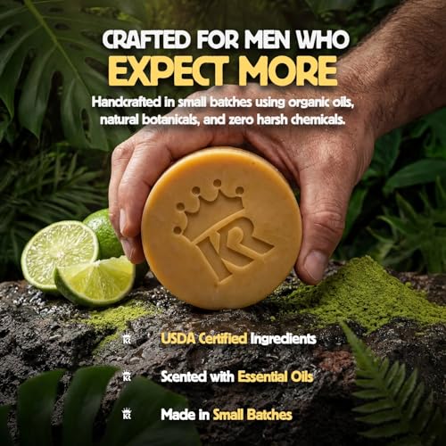 Image of Organic Cold Process Soap Bars for Men, Moisturizing Body Wash 3-Pack