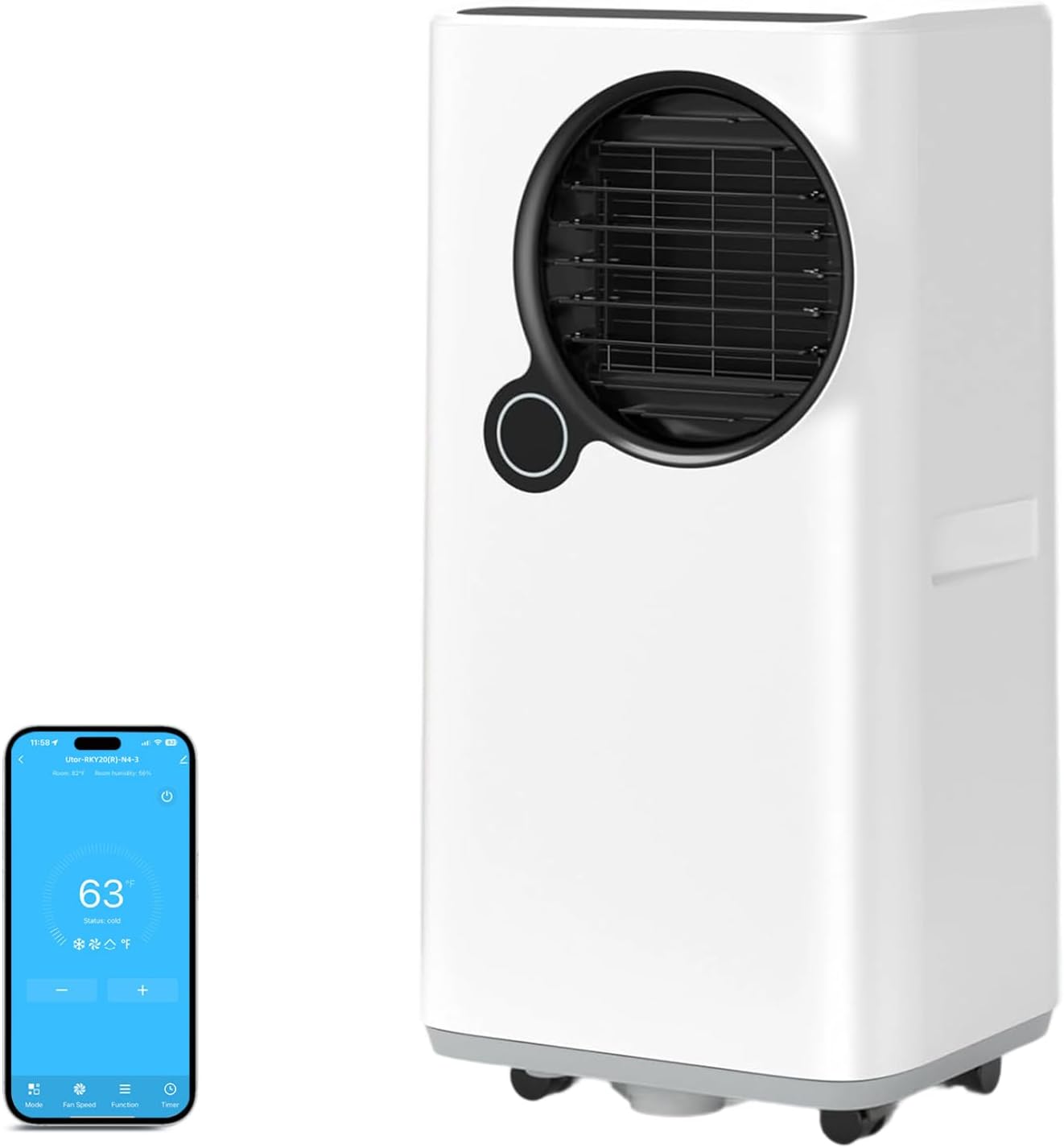 Portable Air Conditioners, 16000 BTU 6-in-1 Cooling, Dehumidifier & Fan, Ultra Quiet with 24H Smart Timer, Auto Shut-Off & Child Lock for Home/Bedroom/Office White Black