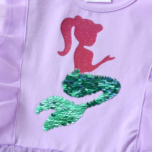 DXTON Girls Mermaid Summer Tutu Dress for Toddler Short Sleeve Party Dresses SH21182