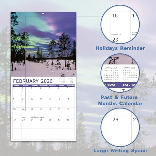 2026 wall calendar - calendar 2026 northern lights calendar january 2026 - december 2026 1234 x 2434 open 12 months wall calendar 2026 with hanging holes large blocks