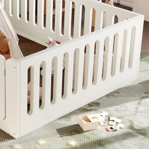 Image of Bellemave Queen Montessori Floor Bed Frame,Beige