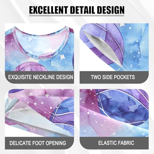 ALAZA Basketball Watercolor Blue Pajamas Set Short Sleeve Cotton Sleepwear Summer Pjs 2 Piece 5-14Y4