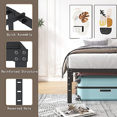 Aldrich 18 Inch Metal Twin Bed Frame - Black Basic Anti Squeak Steel Slats Platform, Easy Assembly Heavy Duty Noise Free Bedframes, No Box Spring Needed #TOP6