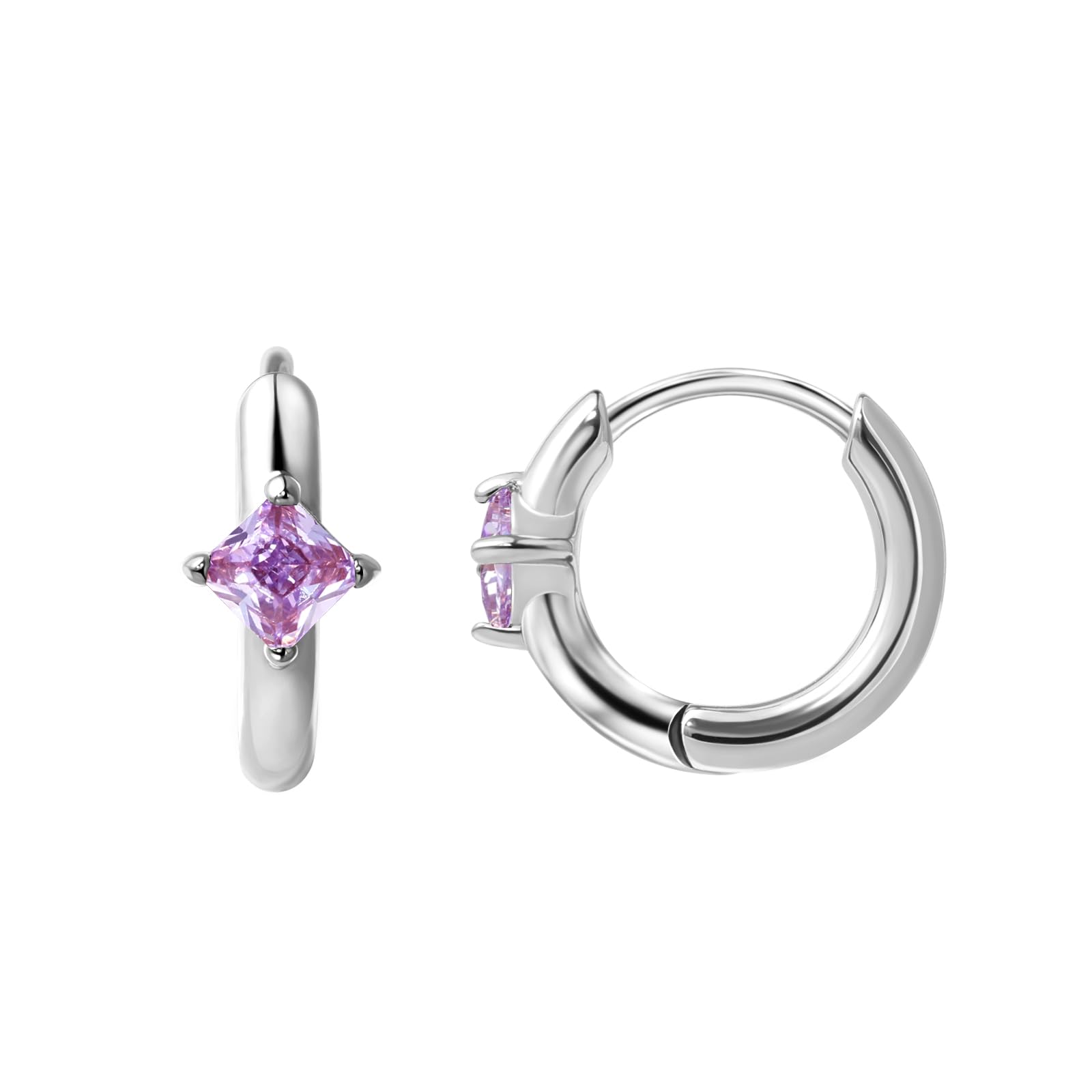 FANSING Birthstone Hoop Earrings for Women Lightweight 316L Surgical Steel Huggie Earrings