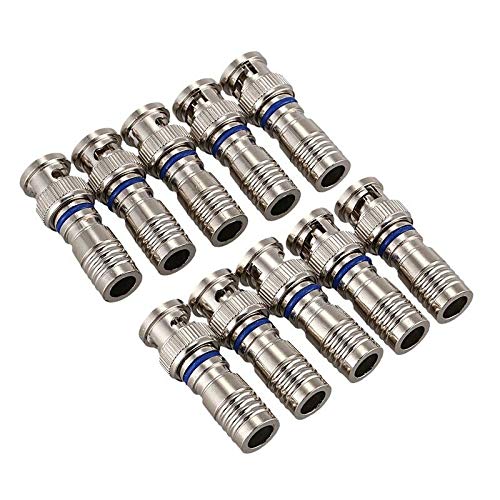 ELECTROPRIME 10PCS CCTV Male BNC Compression Connector RG59 Coax Cable Adapter for Secur I5D1