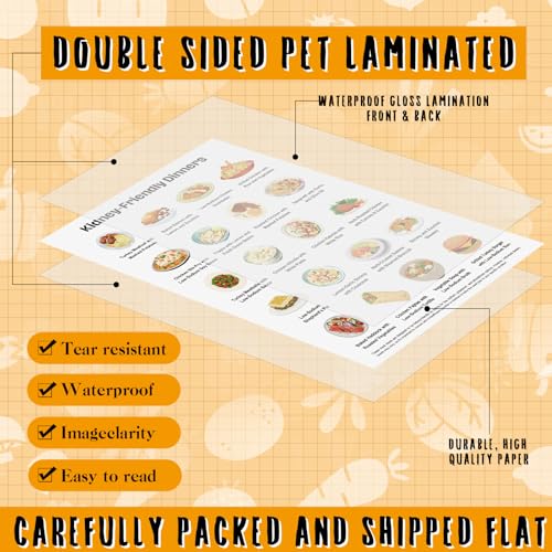 Image of Sinload 12 Pcs Kidney Friendly Food List Poster Kidney Diet Chart Guide for Healthy Diet Kitchen