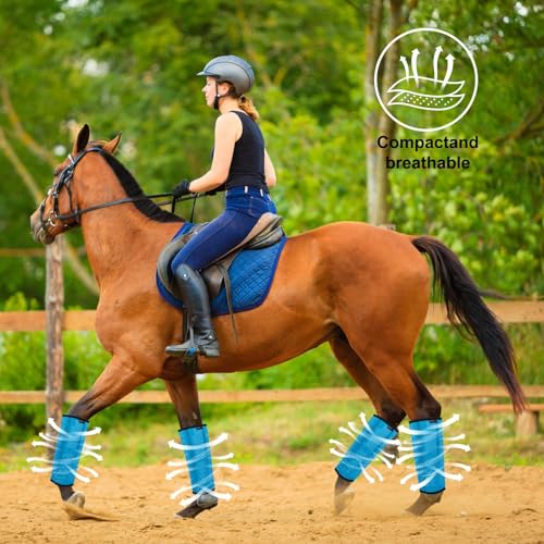 Image of Horse Fly Boots, Breathable Mesh Protection Set of 4, Comfortable Pony Leggings, Breathable Mesh Design, Equines Supplies for Reduce Stomping, Hoof Damage & Leg Fatigue (Blue, Medium)