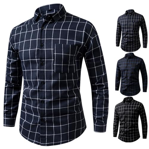 Cambkatl Men's Classic Long Sleeve Gingham Shirts - 2025 Fall Stretch Business Casual Button Down Lapel Plaid Dress Shirts2