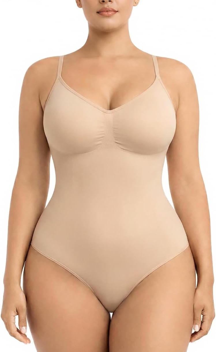 Women's Shapewear Bodysuit - Tummy Control Seamless Waist Sculpting Body Shaper - Thong Body Suit