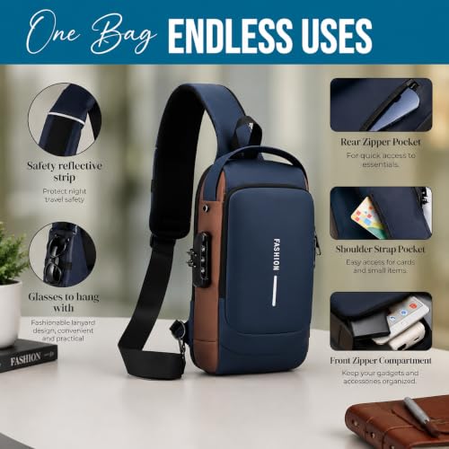 Image of Sling Bag for Men & Women- Crossbody Sling Bag for Travel, Cycling & Hiking | Waterproof Shoulder Bag with Compartment and Zipper Pockets