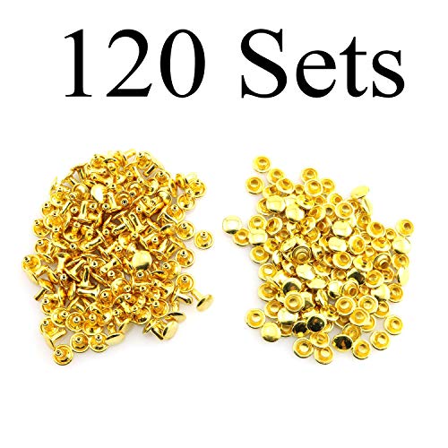 120Sets Double Cap Rivets 8Mm X 8Mm Round Head Leather Products Garment Accessories Fastener Expansion Rivet Gold #TOP1