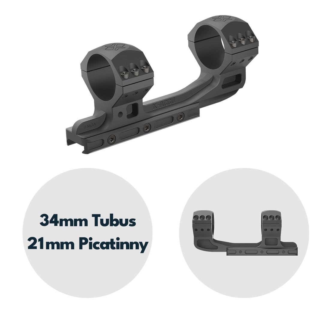 Vector Optics XASR-3014 X-Accu Cantilever - Montaggio a blocco con 20MOA, per tubo da 34 mm, Picatinny, 21 mm, altezza = 40 mm
