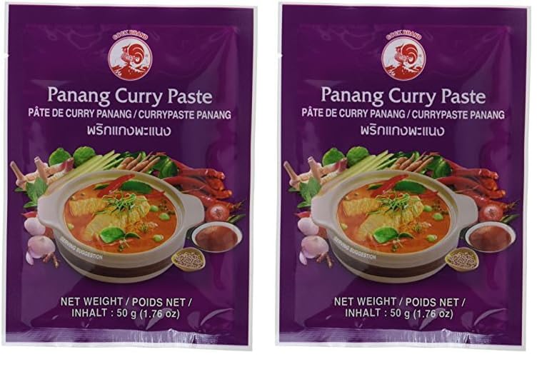 Cock Currypaste Panang, mittlere Schärfe, authentisch thailändisch Kochen, natürliche Zutaten, vegan, halal und glutenfrei (1 x 50 g) (Packung mit 2)