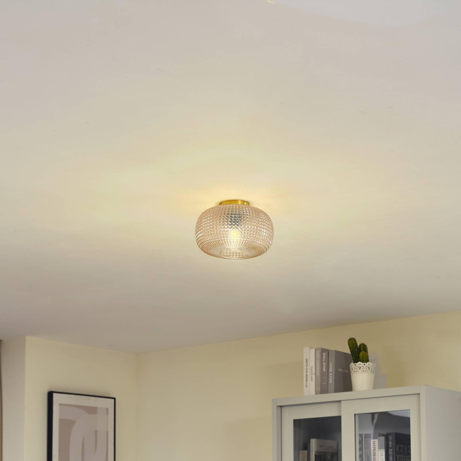 Lindby Lampa sufitowa Hildur (nowoczesna) w kolorze kremowym ze szkła (1 żarówka, E27) – lampa sufitowa lampa do salonu