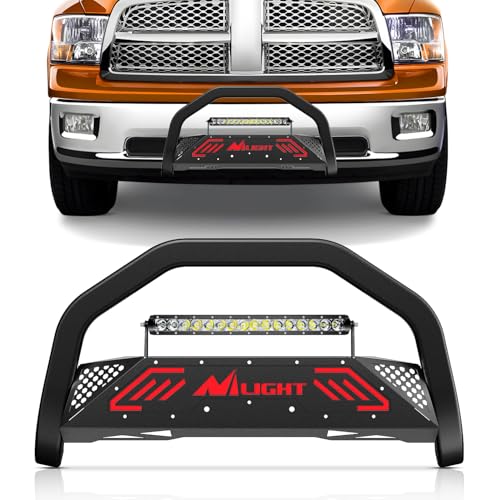 Nilight Bull Bar with Light Bar&License Plate Hole for 2009-2018