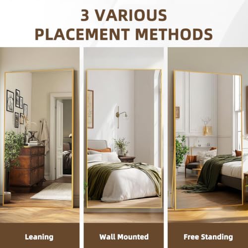 Image of LFT HUIMEI2Y 76.4 inchx37 inch Full Length Mirror, Gold Floor Mirror