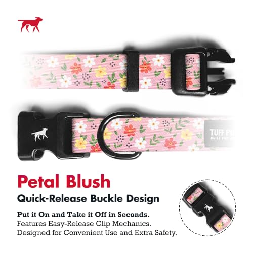 Image of Tuff Pupper Premium Adjustable Dog Collar, Stylish Pattern Collars Designed in USA, Quick Release Buckle, Petal Blush Small (0.7 Inch Wide x 8-12 Inch Neck)