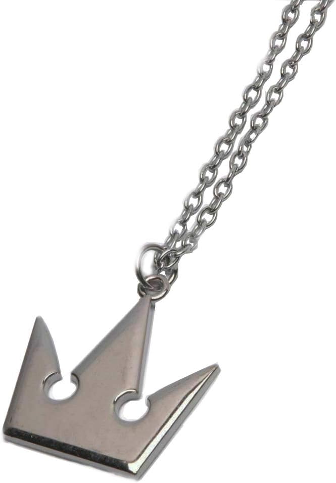MEETCUTE yakangda Kingdom Hearts Sora Necklace Plated Halloween Cosplay Costume Sora Necklace Silver Crown Pendant Necklace Accessory