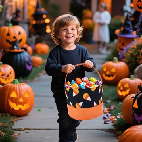 Halloween Candy Basket for Kids, Trick or Treat Bucket Boo Spooky Small Baskets for Girls/Boys Gift Baskets (Candy) - image 2