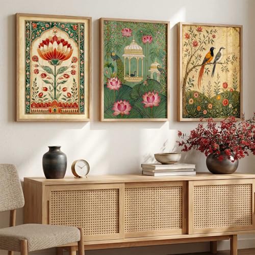 Image of kotart Traditional Art Wall Painting Home Decoration With Frame For Living Room Bed Room Hotel Wall Decor Digital Reprint Engineered Wood Set of 3 (14X20 INCH)