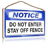 CakJuice 浴室用看板 ドア通知 入らないでください Stay Off Fence 木製看板 バーサイン ホームデコレーション 木製サインプラーク (サイズ:23X35CM)
