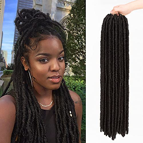 FASHION IDOL 5 Packs Long Faux Locs Crochet Hair 26 Inch Dreadlocks Crochet Hair Extensions Natural Black Straight Synthetic Crochet Locs