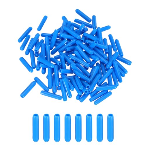 Image of MECCANIXITY 100pcs 2mm Rubber End Caps Cover PVC Vinyl Screw Thread Protector Round Wire Shelf Caps for Screw Bolt Pipe Fence Post, Light Blue