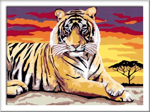 Ravensburger CreArt 28553 - Majestätischer Tiger - Malen nach Zahlen für Kinder ab 11 Jahre, Malset mit Rahmen, Pinsel und Acrylfarben, Geschenk für Mädchen und Jungen