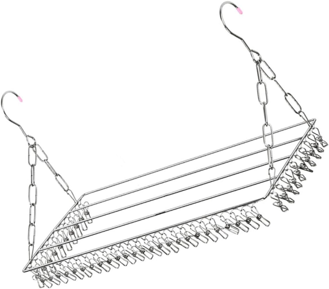 Stainless Steel Multifunctional Balcony Clothes Drying Rack with 45 Rods for Socks and Pants, Space-Saving Laundry Organizer for Indoor and Outdoor Use