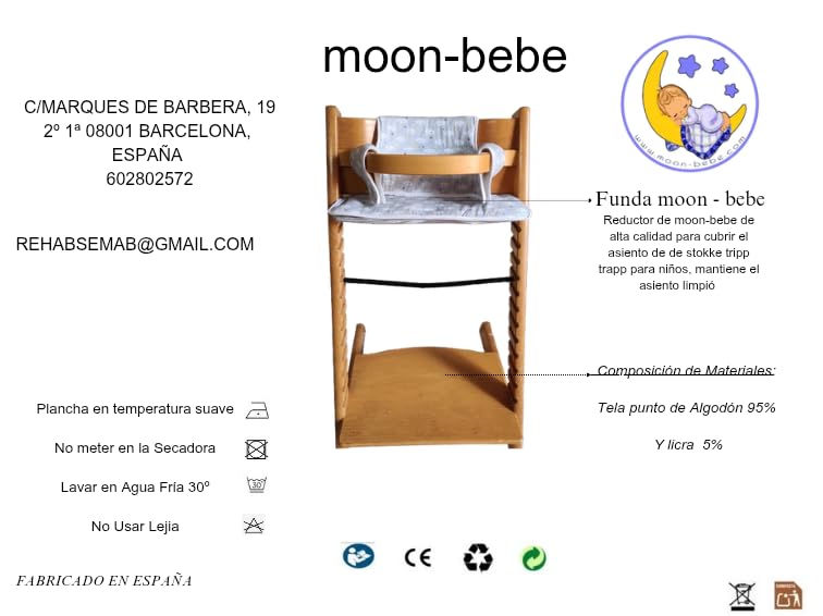 moon-bebe Sitzverkleinerer, kompatibel mit Stokke TrippTrapp (Grau) (Grau)
