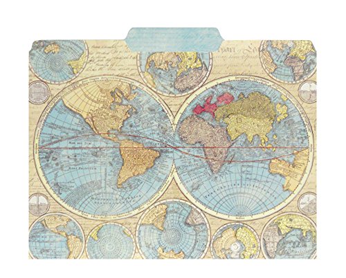 Punch Studio World Atlas Map Decorative File Folders Set of 10