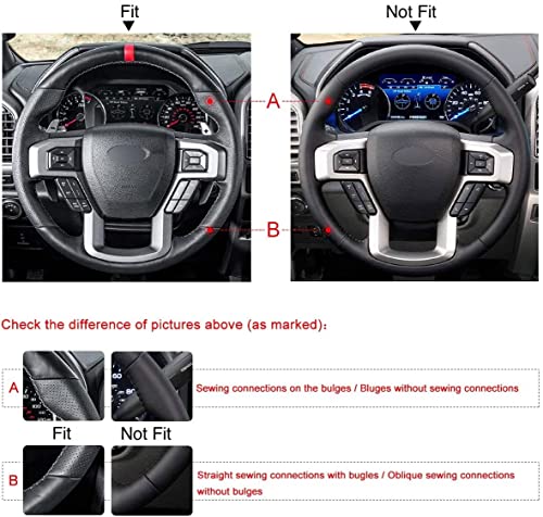 Loncky Black Genuine Leather Suede Pu Carbon Fiber Oem Hand Stitched Custom Fit Steering Wheel Cover For Ford F-150 Raptor 2015 2016 2017 2018 2019 2020 Car Interior Accessories #TOP3