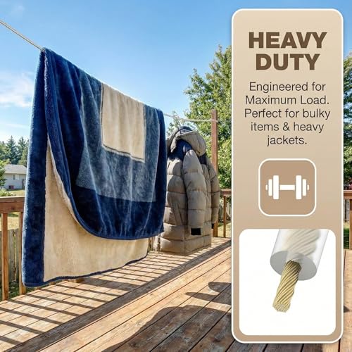 Shteriva 30 m Wäscheleine mit Stahlkern, 3 mm Extra Stark – PVC-ummanteltes, reißfestes Wäscheseil für draußen, Garten, Balkon & Camping