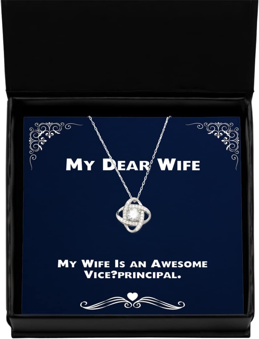 Wife for, My Wife is an Awesome Vice-Principal, Special Wife Love Knot Silver Necklace, from Husband