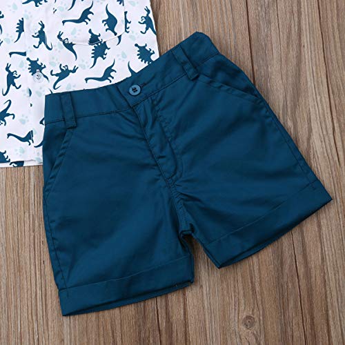 Image of Toddler Boy Summer Outfits Button Down Short Sleeve Floral Shirts & Casual Shorts 1-6 Years Boys Clothes Set