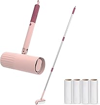 Useful Co Extendable Lint Roller - Lint Roller for Pet Hair, Couch Lint Roller, Large Lint Roller, Lint Roller for Floor with Sticky Sheets, 16cm to 110cm, 1 (7.5") Lint Roller + 4 Refills (Pink)