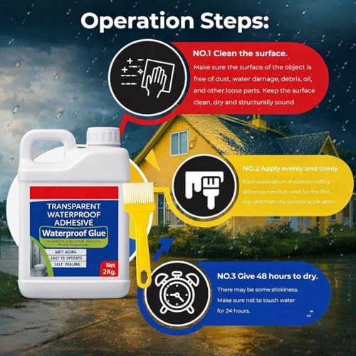 Image of Transparent Waterproof Adhesive Glue for Roof Leakage | High Strength Sealant for Bathroom, Tiles, Wall Cracks, Roof & Kitchen | Strong Leak Proof Bonding Glue with Brush (2 KG)