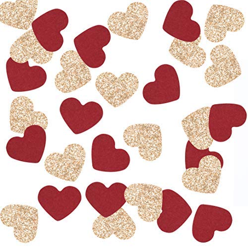 Fonder MolsBurgundy and Rose Gold Heart Shaped Party Confetti for Wedding Bridal Shower Bachelorette Engagement Rose Gold Party Decorations 200 Pcs/Pack