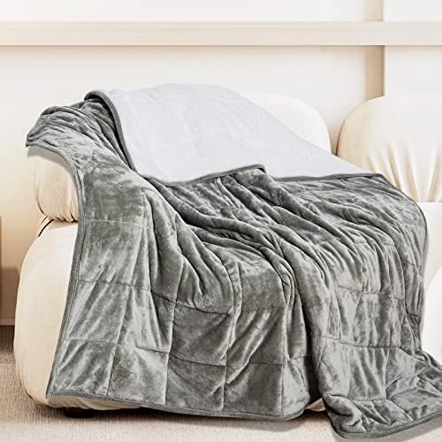Weighted Blanket Queen Size 15lbs 60×80 inches, Flannel Heavy Blanket with Glass Beads，Great for